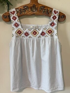 Madewell Embroidered Cotton Sleeveless Top – Size M